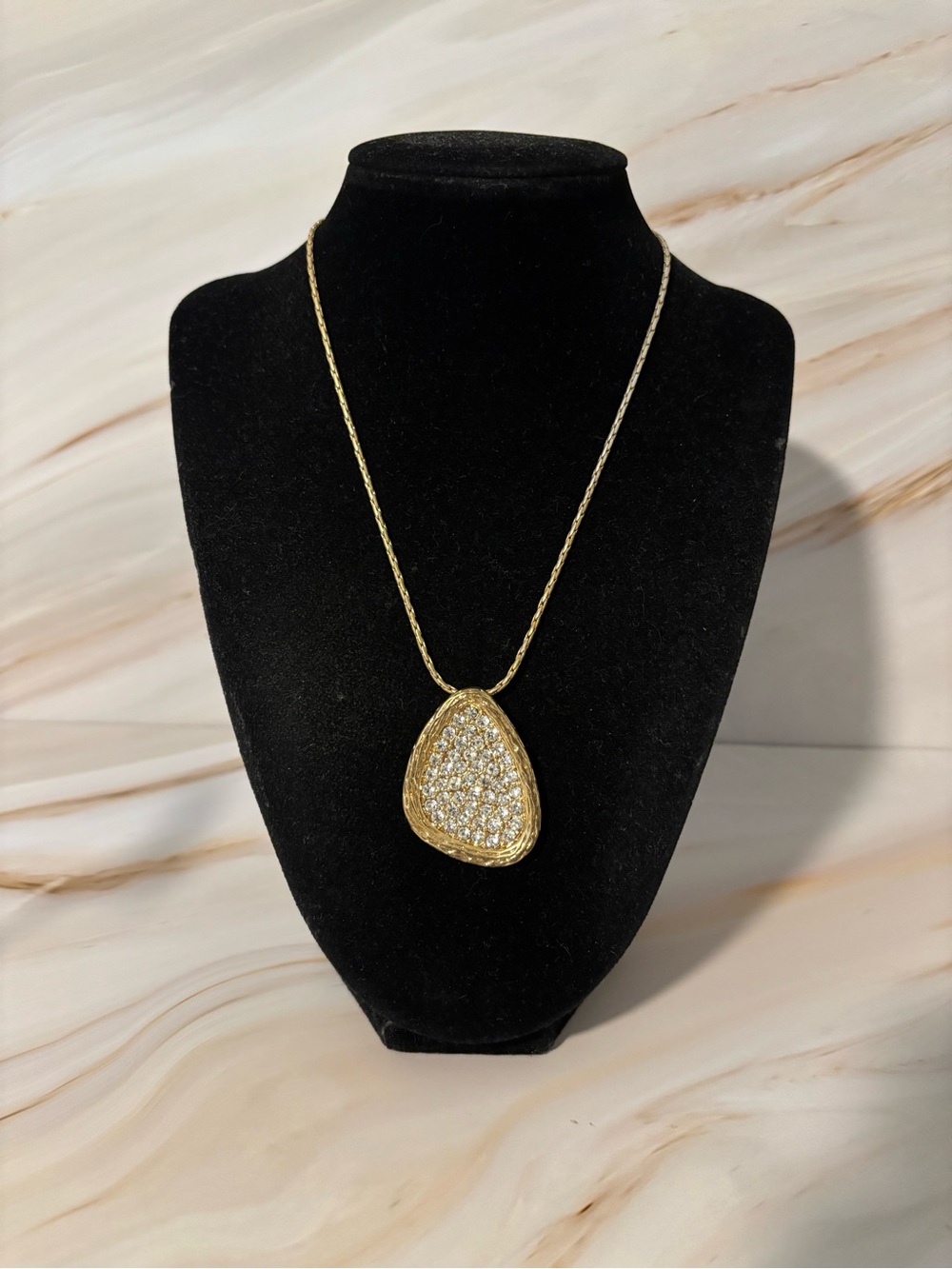Park Lane Gold-Tone Pavé Crystal Pendant Necklace 18”+3”